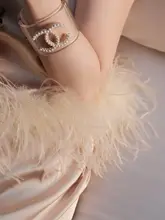 オーストリッチファーのダブルレイヤーキャミソールとワイドパンツ【春用・極上の柔らかさ】（セットアップ対応）