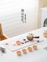 パンダデザインの茶道用テーブルクロス【防水・厚手・和風茶器セット対応】