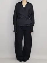 春季デザインの不規則なドレープ感シャツジャケット【シンプルスタイル・女性用】