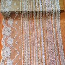 白色のリボン付きレースフラワー【滑らかな質感・刺繍デザイン・DIY用】