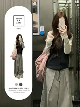 吊りストラップトップスとワイドパンツ【高級感あるデザイン・秋のカジュアルコーデ】（セットアップ対応）