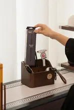 デスク用文房具収納ボックス【ブラックウォールナット・大容量・シンプルデザイン】