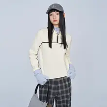 トリコロールストライプデザインのポロニットセーター【冬用・翻領】