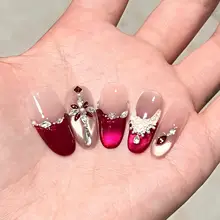 法式キャットアイネイル【純手作り・中長丈・高級感】