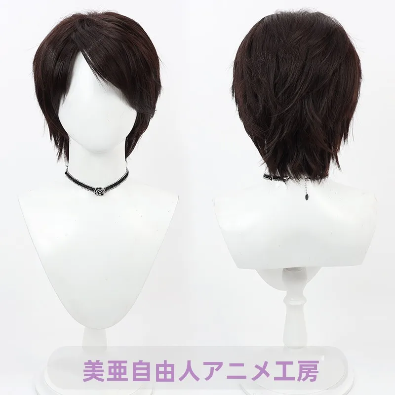 仮面ライダーのウィッグ：ダークブラウン毛先加工でかっこいいコスプレ男キャラに