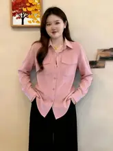 春にぴったりの美しいピンク長袖シャツジャケット【大きいサイズ・女性用・カジュアル】