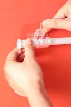 穴あけ不要の透明粘着式バスカーテンポールサポート【杆子固定エンドクランプ・KM.5110】