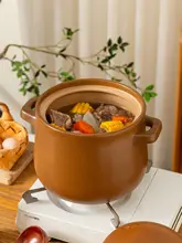 耐熱性の無釉土砂鍋【陶器製・家庭用・健康的な煮込み料理対応】