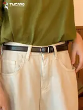 シンプルデザインの本革女性用ベルト【カジュアル・デニム用】