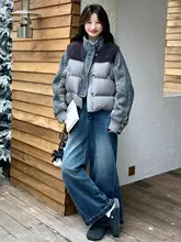 厚手の羊羔毛デザインコットンアウター【冬用・グレー・トレンド感】