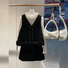 ニットタンクトップとミディスカートの春夏コーデ【優雅なデザイン・女性用・甘い 印象】（セットアップ対応）