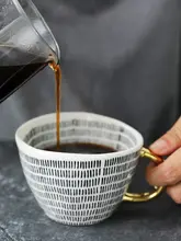 北欧風 デザイン陶器製コーヒーカップ【シンプル&大容量・家庭用・飲みやすい】