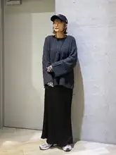 秋冬用 ホールガーメント フック編み抜きデザインのルーズフィット長袖ニットセーター（セットアップ対応）
