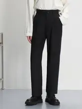 落ち感のあるストレートパンツ【レトロデザイン・ブラウン・カジュアルスタイル】（セットアップ対応）