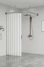 浴室用アーチ型カーテンセット【調整可能・防水・L型・U型仕切り】