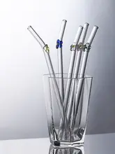 耐熱ガラス製 花柄ストロー【カップ用・曲げストロー・飲料対応】