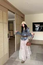 おしゃれな長袖不規則デザインのデニムジャケット【春季・ハイウエストAラインスカート・ミニスカート・セットアップ対応】