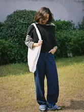 高腰デニムパンツ【ワイドレッグ・フィット・フラワープリント・レディース・ストレート】（セットアップ対応）