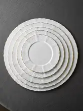 金縁の陶器製白色牛ステーキ皿【家庭用・業務用・パスタやデザートにも最適】