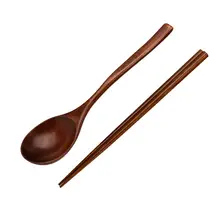 楠木製の長柄スプーンと箸【持ち運びに便利・ランチ用・木製食器】（セットアップ対応）