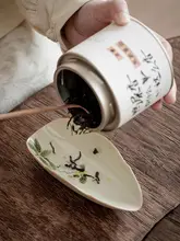 茶道具 茶則 茶荷 茶さじ 陶器 草木灰釉 手描き 金木犀 上品 茶道