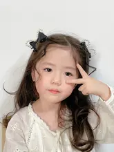 可愛いピンクの立体パールリボンヘアクリップ【子供用・髪飾り・女の子向け】（セットアップ対応）