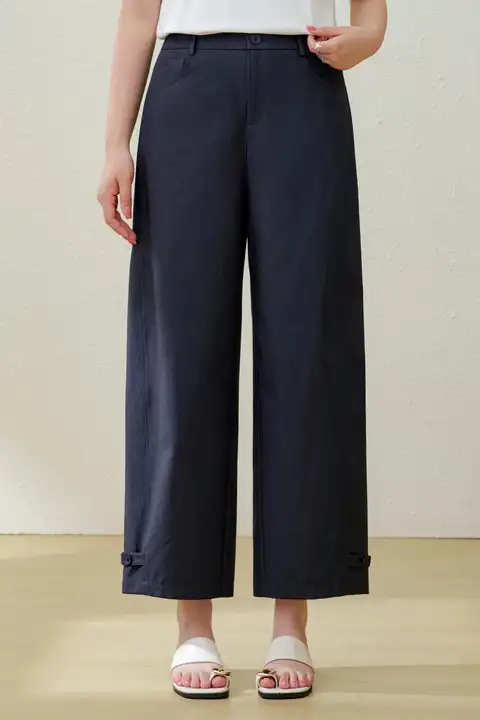 カジュアルパンツ レディース ハイウエスト ストレート 着痩せ アンクル丈 大きいサイズ ぽっちゃり 夏