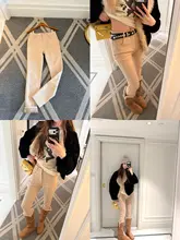 水洗加絨デニムパンツ【スリムフィット・レディース・韓国スタイル】