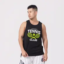 男性用 テニスベスト【無袖・ホワイト・プリントデザイン】