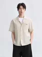 セットアップ メンズ カジュアルシャツ ハーフパンツ リネン混 キューバカラー シンプル 薄手 リゾート 通勤 夏「GXG」