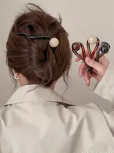 高級感のある人造珍珠のヘアクリップ【レトロスタイル・ツイストデザイン】