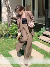 復古風スーツジャケット【洗練デザイン・ウエストシェイプ・ゆったりパンツ】（セットアップ対応）