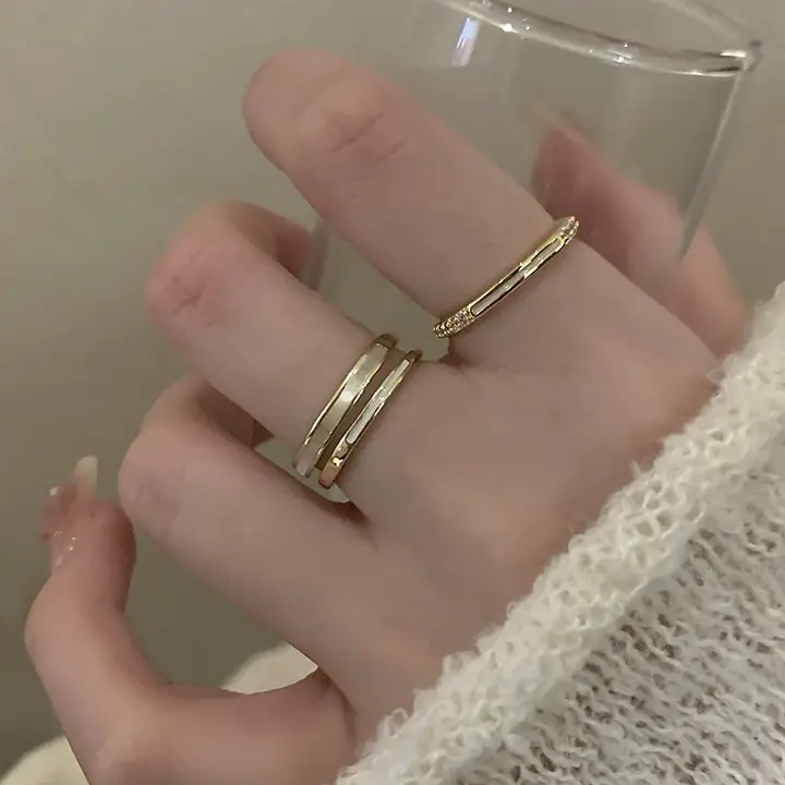 洗練されたデザインの二重層オイスターリング【スタイリッシュ・指輪用・ジルコニア装飾】（セットアップ対応）