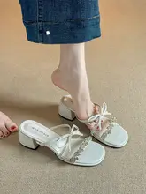 羊皮製 水晶装飾の美しいサンダル【夏用・高ヒール・大きいサイズ・オープントゥ】