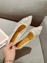 透け感のあるレース刺繍の快適なフラットシューズ【女性用・先細デザイン】