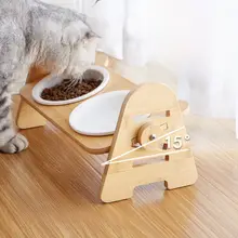 猫用陶器フードボウル【頸椎保護・斜め口・調整可能・ダブルボウル・三連タイプ】