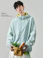 男性用 アウトドア防晒服【夏用・薄手・クール感・速乾・フード付き】
