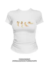 コットン製 ショートスリーブTシャツ【スリムフィット・ウエストシェイプ・女性用】