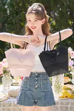 フレンチスタイルのレース付き美背タンクトップ【胸パッド付き・キャミソール】（セットアップ対応）