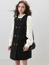 ブラックロングスリーブドレス【木耳レース・シンプルデザイン・小柄向け】