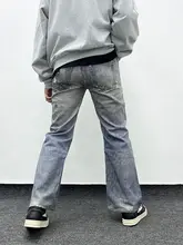ヴィンテージ風3Dデジタルプリントデニムパンツ【ダメージ加工・カジュアルスタイル・男性用】