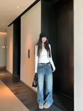 レトロデザインのデニムパンツ【ワイドレッグ・フィット・ブルー】
