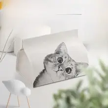 北欧風 猫デザインの簡約ティッシュボックス【リネン素材・家庭用・オフィス用】