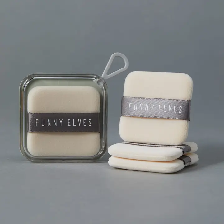 FunnyElves 丸形両面ベルベットフェイスパウダー用パフ【化粧用・交換用】