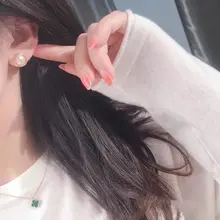 海の女神パール ヘプバーン風レトロイヤリング【極光デザイン・天然淡水パール・シンプルスタイル】