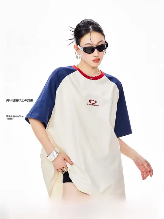 アメリカンビンテージ風 バイカラーソロナ半袖Tシャツ【クール感・速乾・ラグランスリーブ】