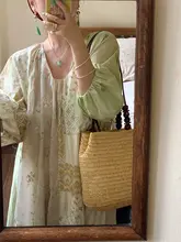 フレンチスタイルのフラワープリントワンピース【刺繍入り・バルーンスリーブ・ロング丈】（ セットアップ対応）