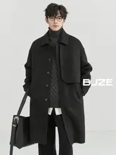 デザイン性の高いダブルフェイスコート【ウール混紡・中長丈・ゆったりシルエット】