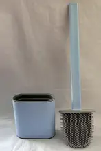 壁掛けトイレブラシ【ソフトシリコンブラシヘッド・水切り底付き・長柄・掃除用】
