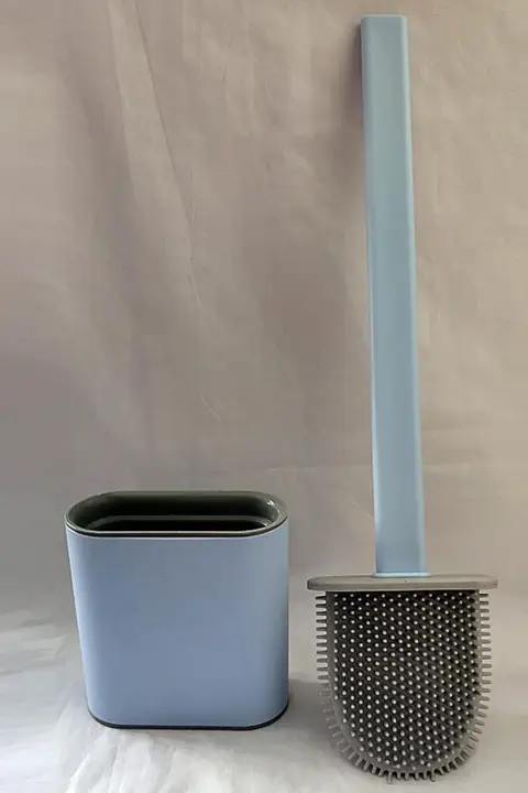 壁掛けトイレブラシ【ソフトシリコンブラシヘッド・水切り底付き・長柄・掃除用】